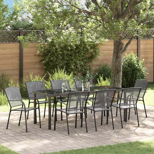Conjunto de Comedor de Jardín   Antracita (9 pcs)