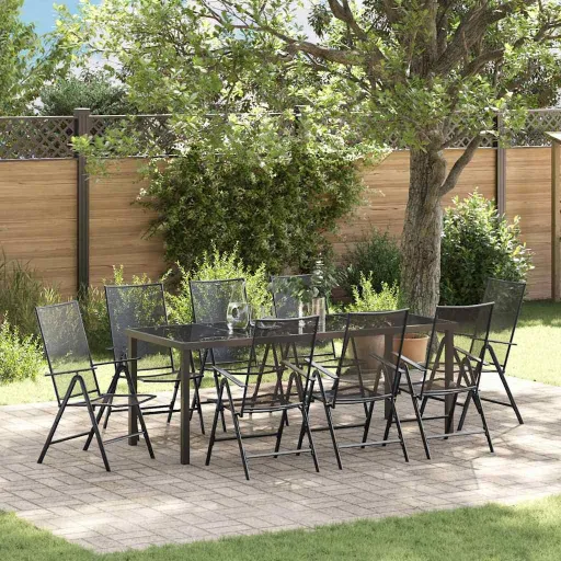 Conjunto de Comedor de Jardín   Antracita (9 pcs)