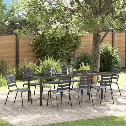 Conjunto de Comedor de Jardín   Antracita (9 pcs)