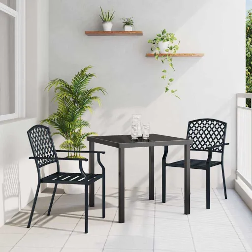 Conjunto de Comedor de Jardín   Antracita (3 pcs)