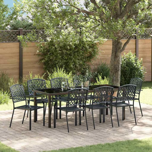 Conjunto de Comedor de Jardín   Antracita (9 pcs)