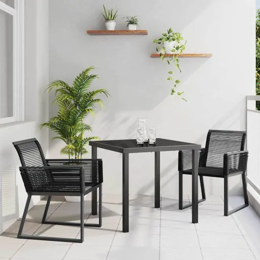 Conjunto de Comedor de Jardín   Negro (3 pcs)