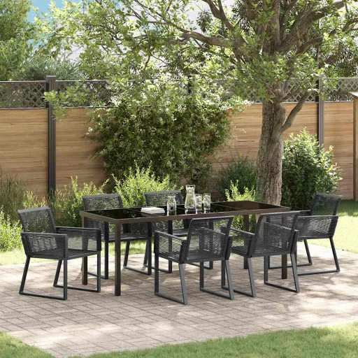 Conjunto de Comedor de Jardín   Negro (7 pcs)
