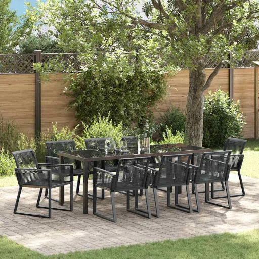 Conjunto de Comedor de Jardín   Negro (9 pcs)