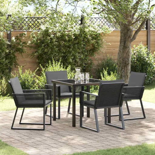 Conjunto de Comedor de Jardín   Negro (5 pcs)