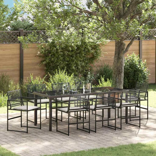 Conjunto de Comedor de Jardín   Negro (9 pcs)