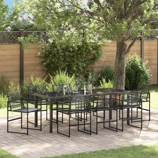 Conjunto de Comedor de Jardín   Negro (9 pcs)