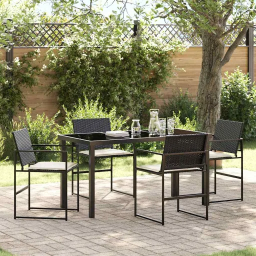 Conjunto de Comedor de Jardín   Negro (5 pcs)