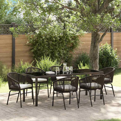 Conjunto de Comedor de Jardín   Marrón (7 pcs)