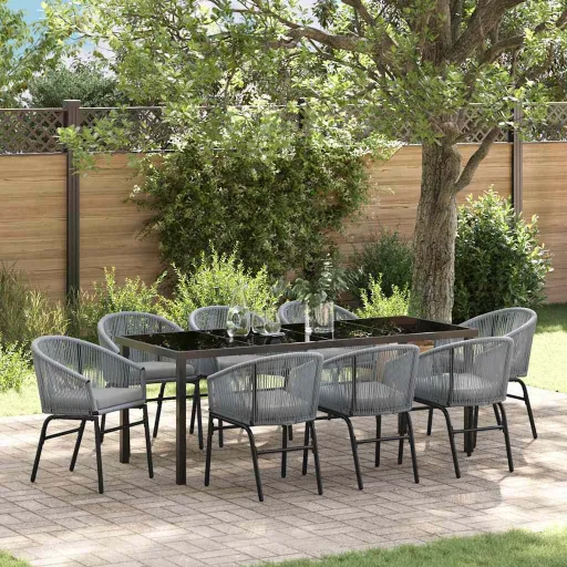 Conjunto de Comedor de Jardín   Antracita (9 pcs)