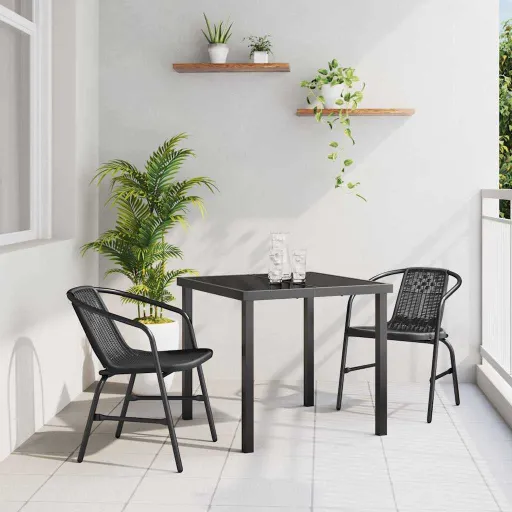 Conjunto de Comedor de Jardín   Negro (3 pcs)