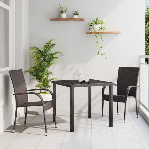 Conjunto de Comedor de Jardín   Marrón (3 pcs)