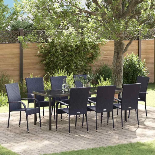 Conjunto de Comedor de Jardín   Negro (5 pcs)