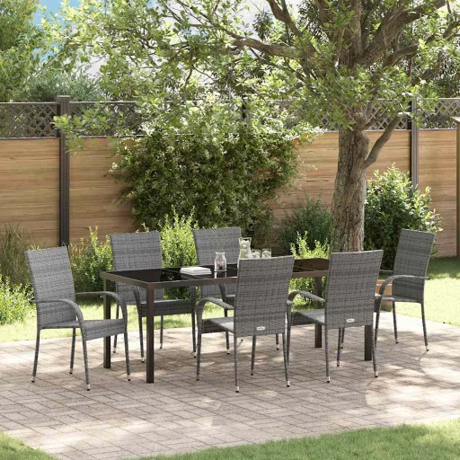 Conjunto de Comedor de Jardín   Gris (7 pcs)