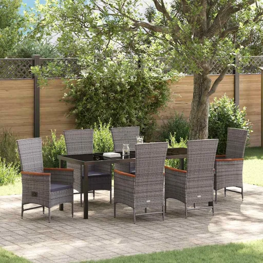 Conjunto de Comedor de Jardín Con Cojín   Gris (7 pcs)
