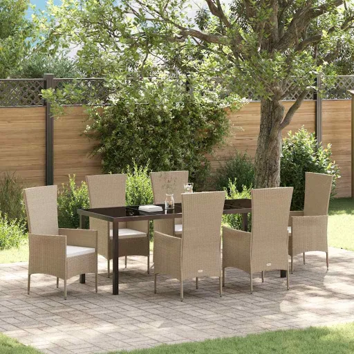 Conjunto de Comedor de Jardín   Beige Ratán Sintético (7 pcs)
