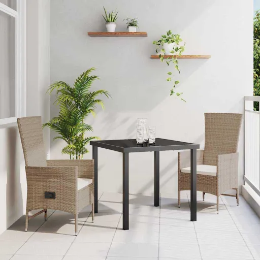 Conjunto de Comedor de Jardín   Beige Ratán Sintético (3 pcs)
