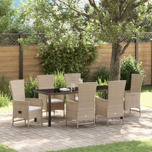 Conjunto de Comedor de Jardín   Beige Ratán Sintético (7 pcs)