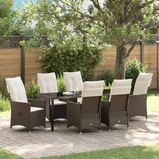 Conjunto de Comedor de Jardín   Marrón Ratán Sintético (7 pcs)