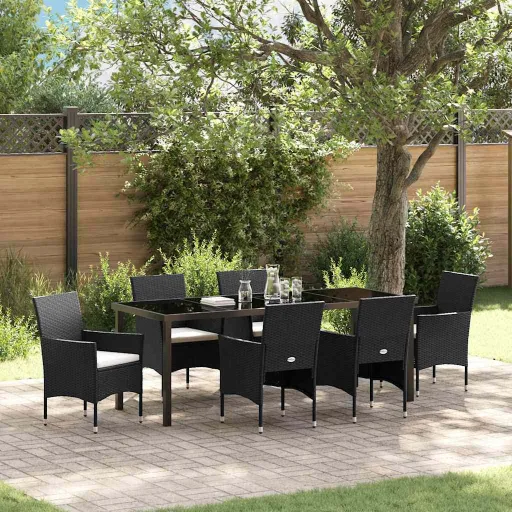 Conjunto de Comedor de Jardín   Negro Ratán Sintético (7 pcs)