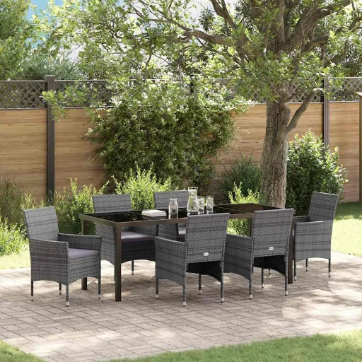 Conjunto de Comedor de Jardín   Gris Ratán Sintético (7 pcs)