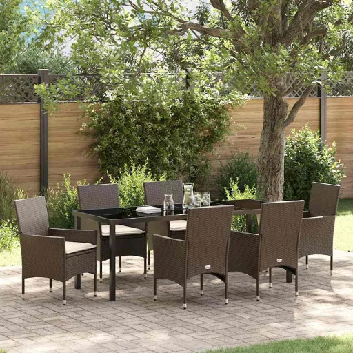 Conjunto de Comedor de Jardín   Marrón Ratán Sintético (7 pcs)