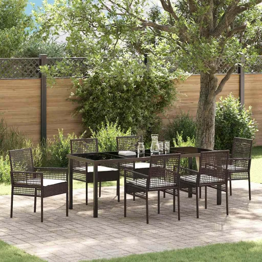 Conjunto de Comedor de Jardín   Marrón Ratán Sintético (7 pcs)