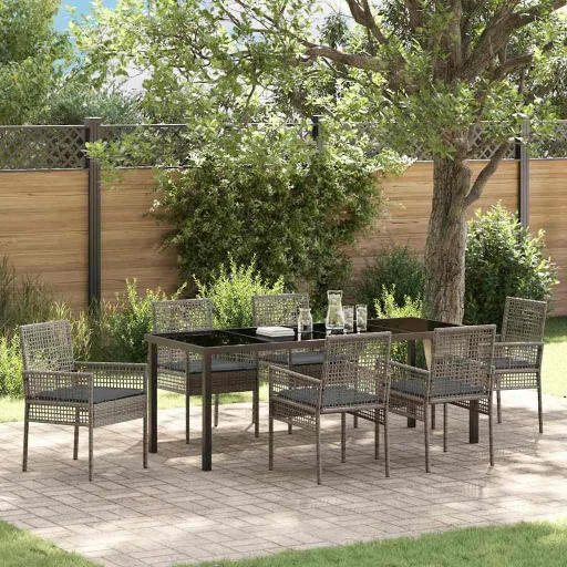 Conjunto de Comedor de Jardín   Gris Ratán Sintético (7 pcs)