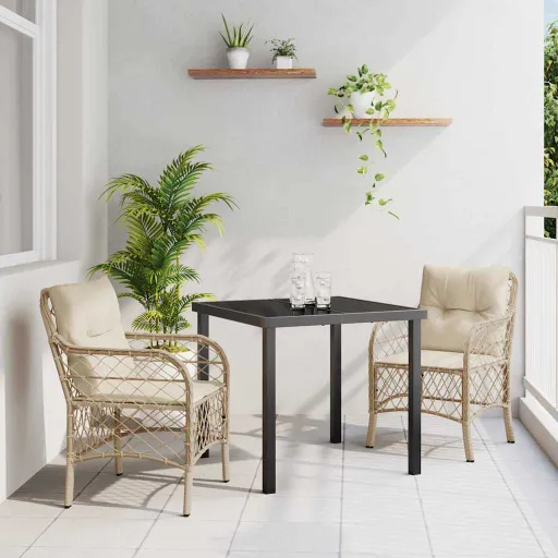 Conjunto de Comedor de Jardín   Beige Ratán Sintético (3 pcs)
