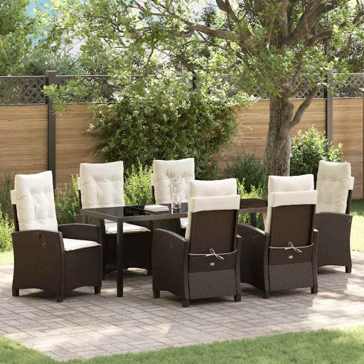 Conjunto de Comedor de Jardín   Marrón Ratán Sintético (7 pcs)