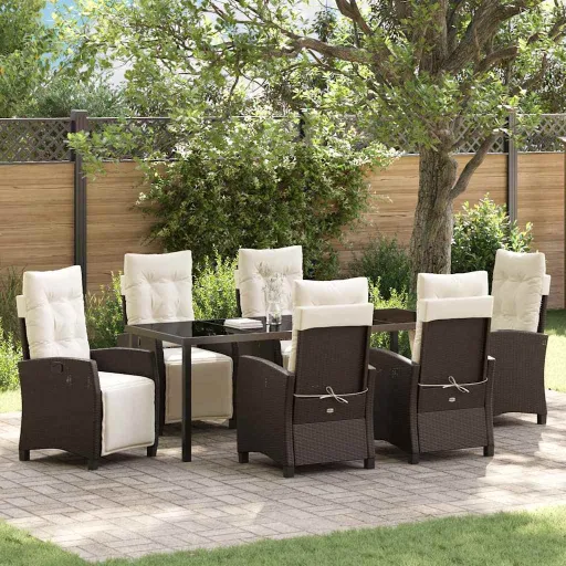 Conjunto de Comedor de Jardín   Marrón Ratán Sintético (7 pcs)