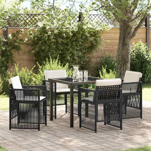 Conjunto de Comedor de Jardín   Negro (5 pcs)