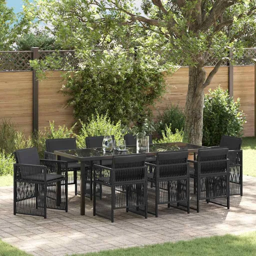 Conjunto de Comedor de Jardín   Negro (9 pcs)