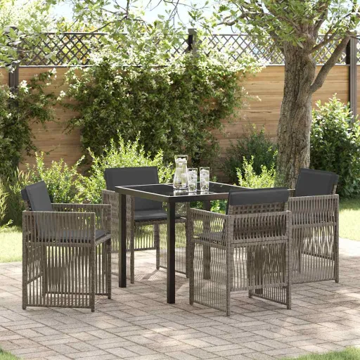 Conjunto de Comedor de Jardín   Gris (5 pcs)
