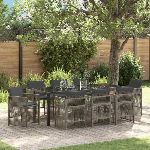 Conjunto de Comedor de Jardín   Gris (9 pcs)
