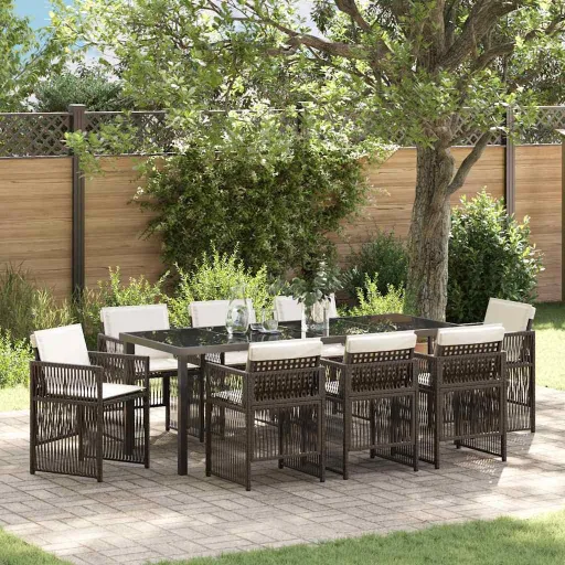 Conjunto de Comedor de Jardín   Marrón (9 pcs)