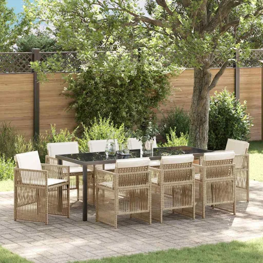 Conjunto de Comedor de Jardín   Beige (9 pcs)