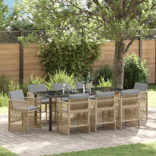 Conjunto de Comedor de Jardín   Beige (9 pcs)