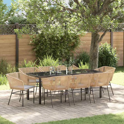 Conjunto de Comedor de Jardín   Marrón Poliratán (9 pcs)