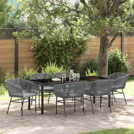 Conjunto de Comedor de Jardín   Gris Poliratán (7 pcs)