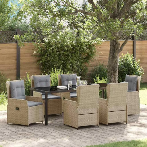 Conjunto de Comedor de Jardín   Beige y Gris Claro (7 pcs)