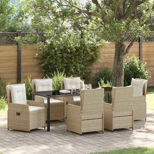 Conjunto de Comedor de Jardín   Beige y Gris Claro (7 pcs)