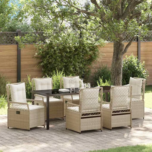 Conjunto de Comedor de Jardín   Beige y Crema (7 pcs)