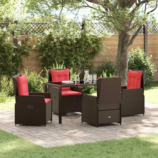 Conjunto de Comedor de Jardín   Marrón Poliratán (5 pcs)
