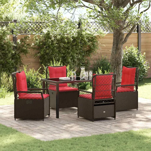 Conjunto de Comedor de Jardín   Marrón Ratán Sintético (5 pcs)