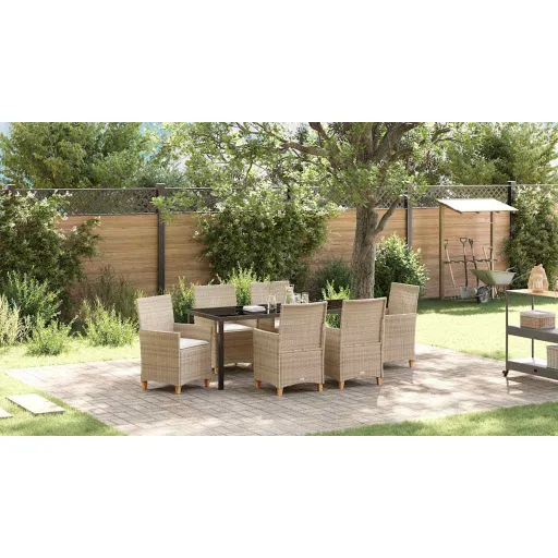 Conjunto de Comedor de Jardín   Beige Ratán Sintético (7 pcs)
