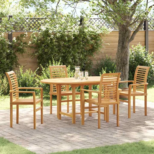 Conjunto de Comedor de Jardín   Marrón (5 pcs)
