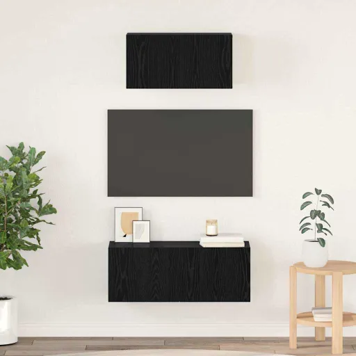 Conjunto de Mueble de TV   Roble Negro Madera de Ingeniería (2 pcs)