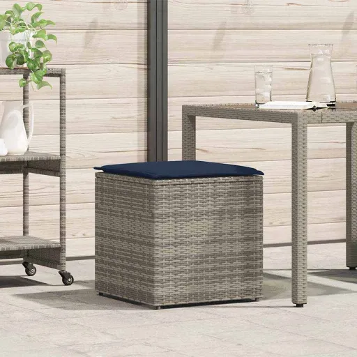 Caja de Cojines Gris 50 x 50 x 50 cm Ratán Sintético