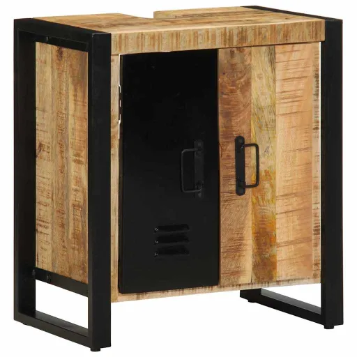 Mueble de Cuarto de Baño Marrón Madera de Mango Maciza